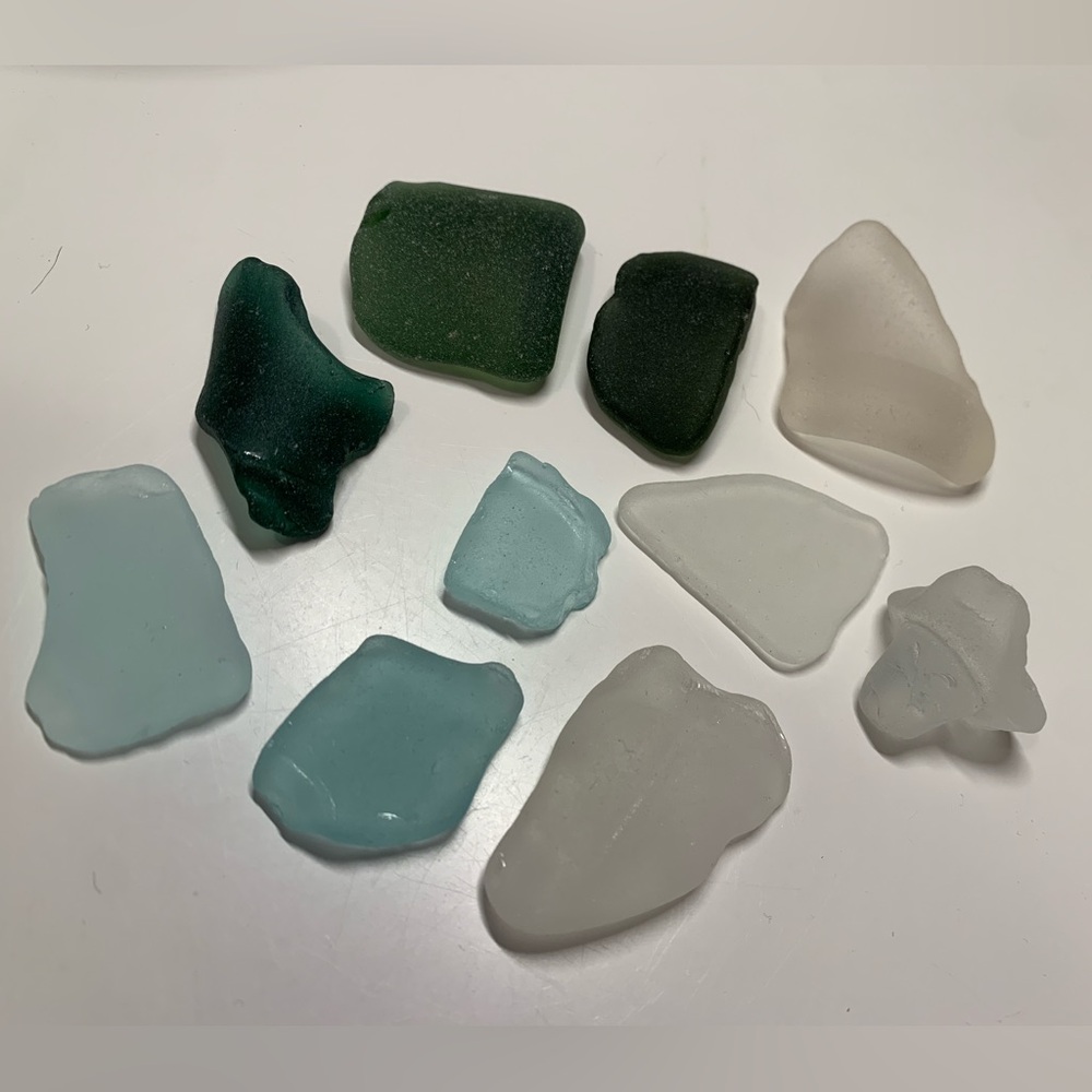 Collection of 10 Genuine Assorted Color Sea Glass Pieces | Beach Tumbled Lot